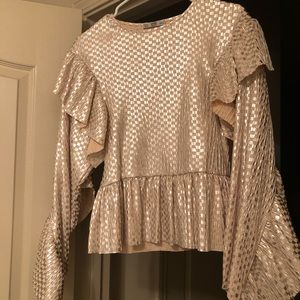 Zara Shiny Blouse pink and silver size small